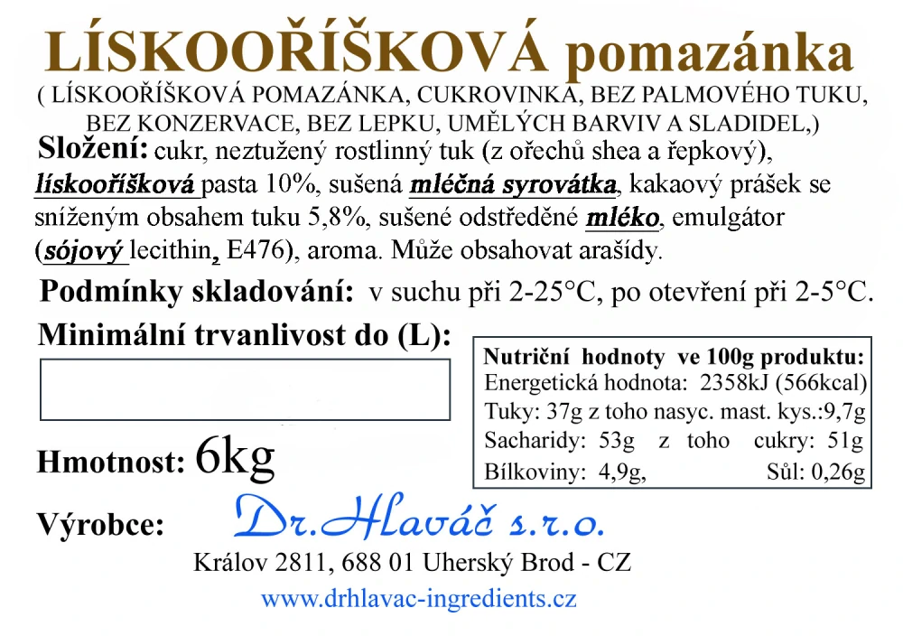 Dr.Hlaváč - LÍSKOOŘÍŠKOVÁ pomazánka 6kg