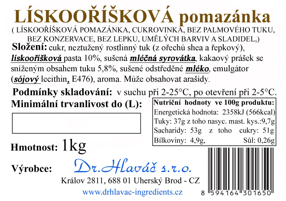 Dr.Hlaváč - LÍSKOOŘÍŠKOVÁ pomazánka 1kg