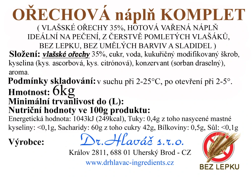 Dr.Hlaváč - OŘECHOVÁ náplň Komplet 6kg