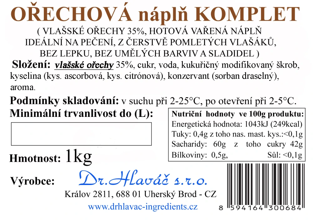 Dr.Hlaváč - OŘECHOVÁ náplň Komplet 1kg