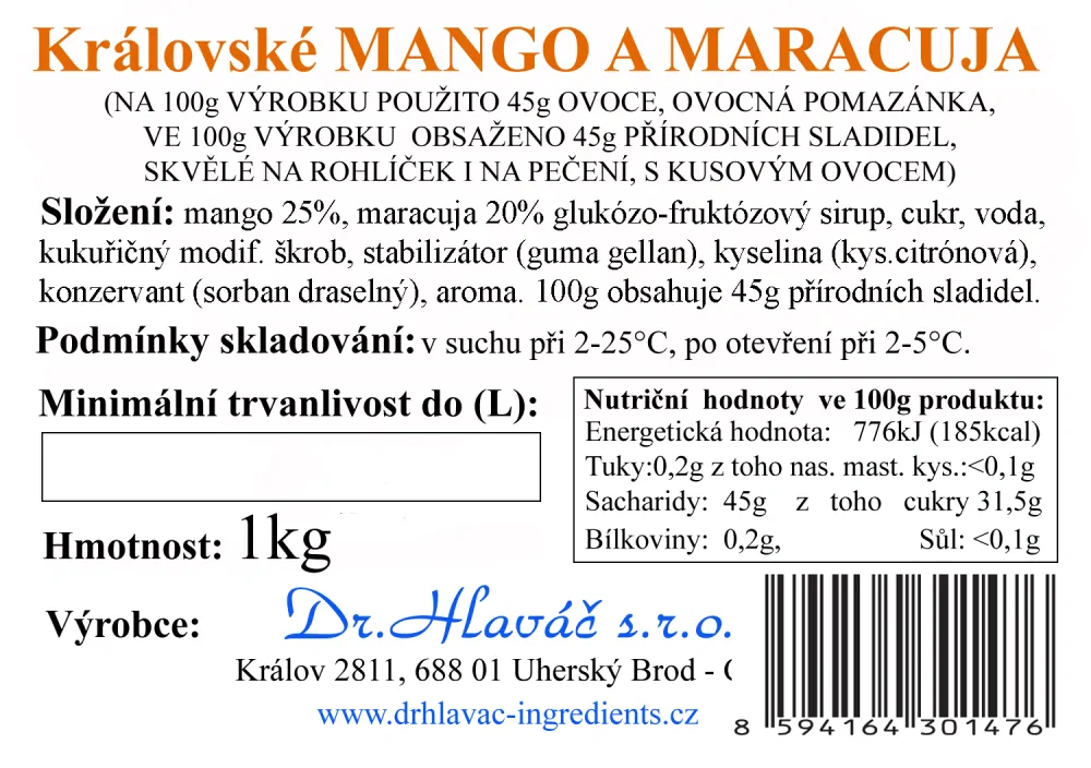 Dr.Hlaváč - Královské MANGO a MARACUJA 1kg
