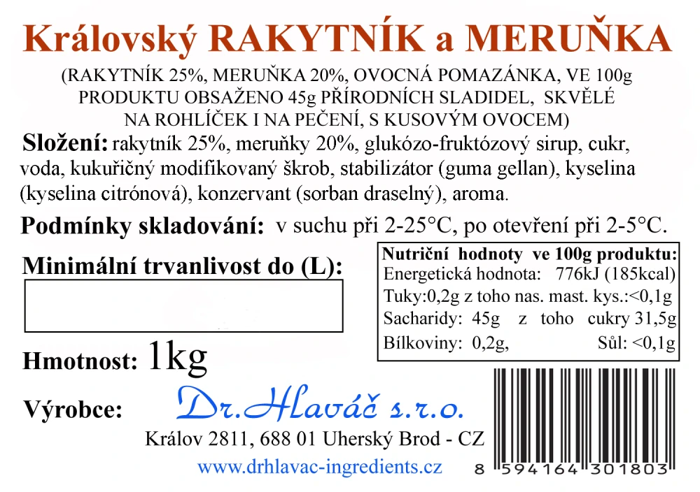Dr.Hlaváč - Královský RAKYTNÍK a MERUŇKA 1kg